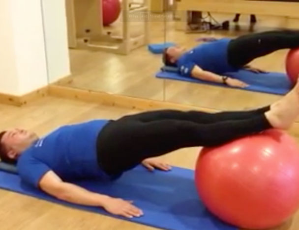 Core Work on Gym Ball-Bridge/Plank